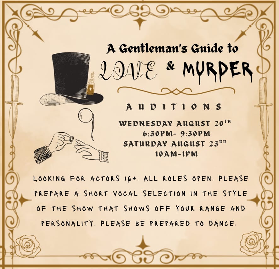 Murderously Good Roles Await. Audition for Gentleman’s Guide!